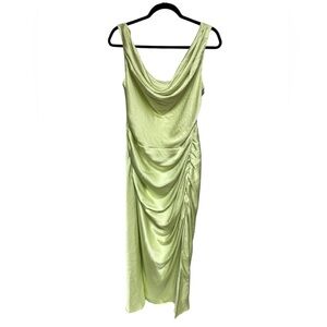 Abercrombie&Fitch Light Green Sleeveless Drape Neck Formal Long Gown size L NWT‎